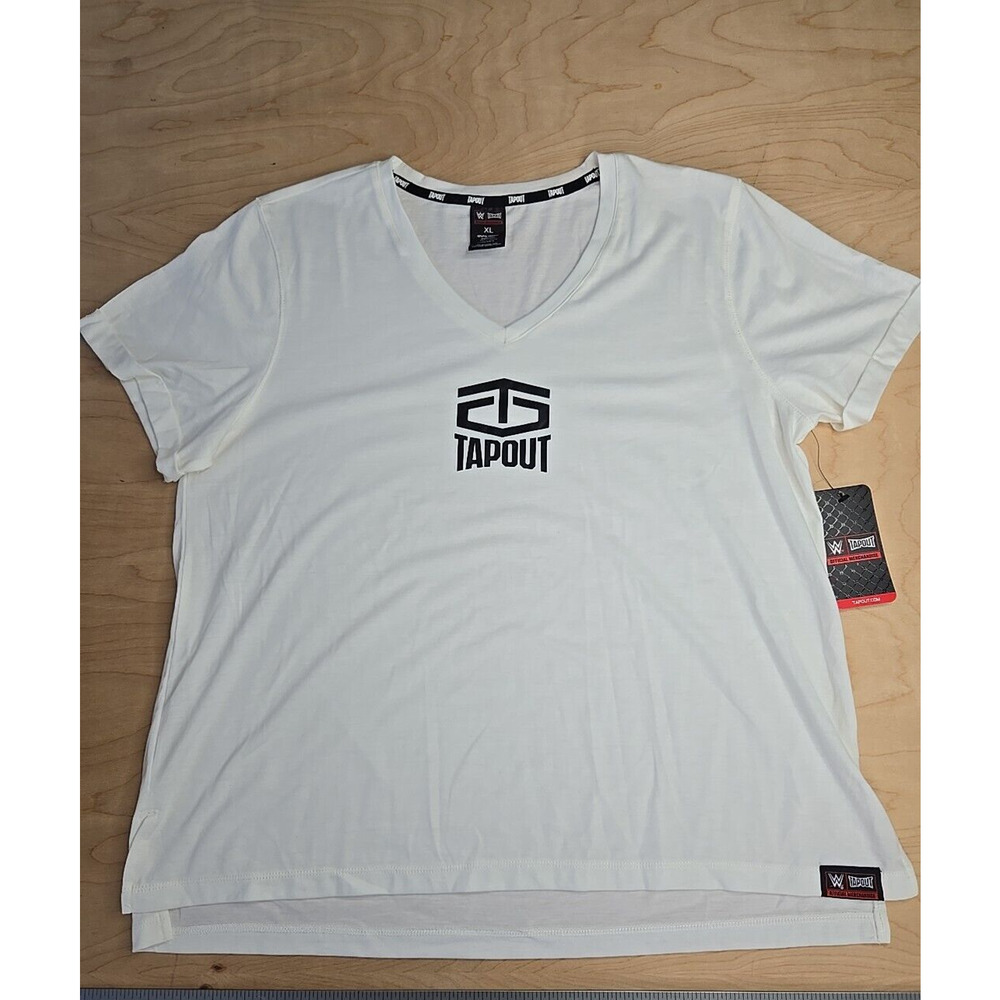 Tapout Shirt Womens XLarge White Short Sleeve V Neck UFC MMA WWE